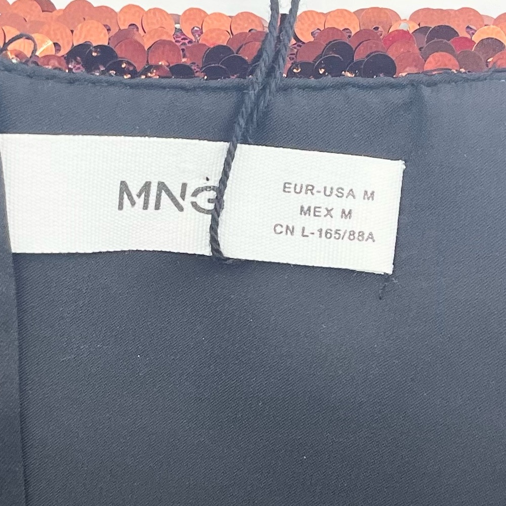 NWT MNG Brown Sequin Cropped Tube Top Medium - Picture 2 of 4